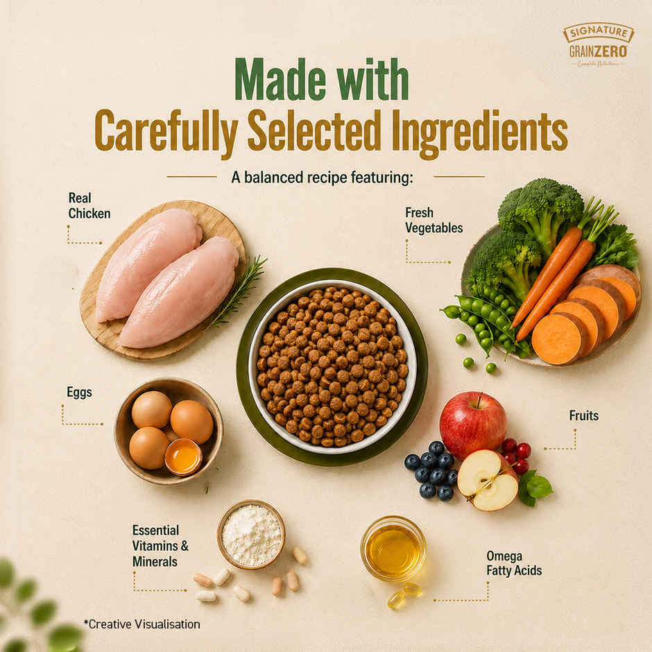 Signature Grain Zero Puppy and Mother Dry Dog Food | Real Chicken, Eggs, and Vegetables