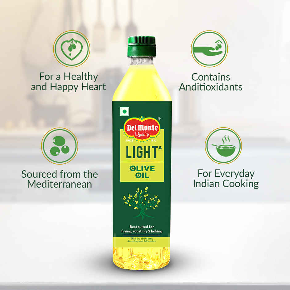 Del Monte Extra Light Olive Oil| Light Flavor| Suitable for Indian Cooking| Zero Cholesterol