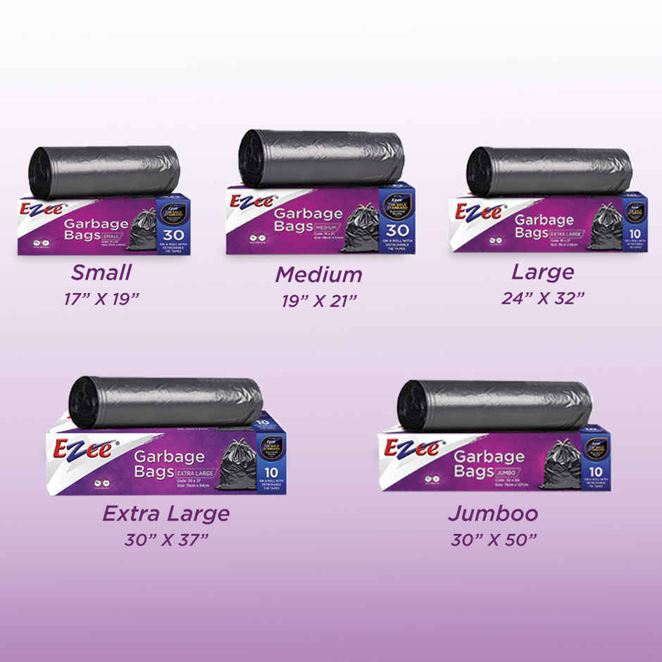 Ezee Premium Large Size Garbage Bag With Detachable Tie Tape Combo of 2