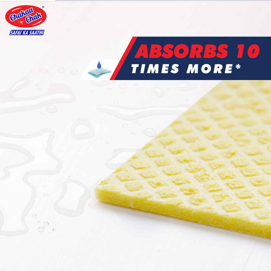 Chakaachak Sponge Wipes Resusable Kitchen Cleaning Cellulose Sponge- Easy to use & Multi- color Pack of 3