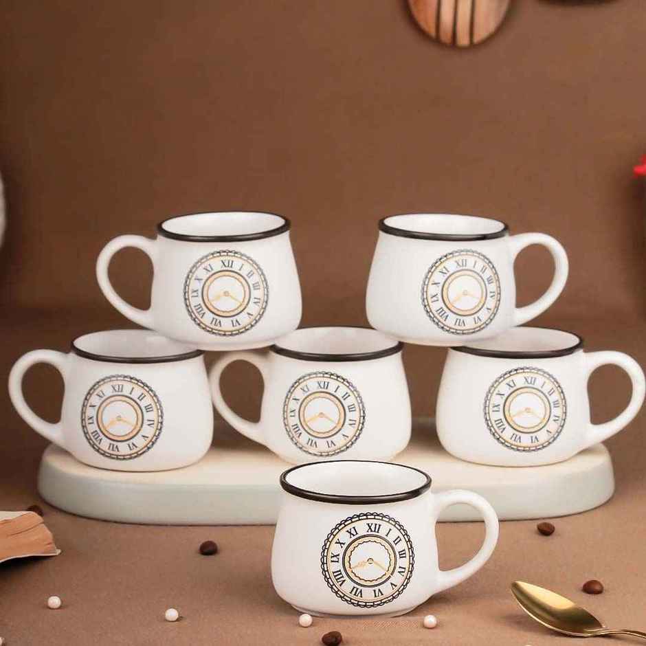 The Earth Store Cup O'clock Ceramic Tea Cups | 200 ml Microwave Safe Coffee Cup
