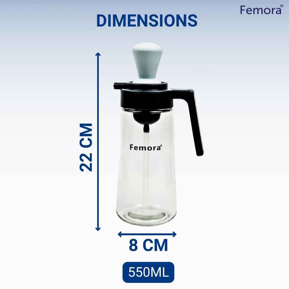 Femora Glass Oil Dispenser Bottle With Silicone Brush & Dropper 550 Ml - Multicolor