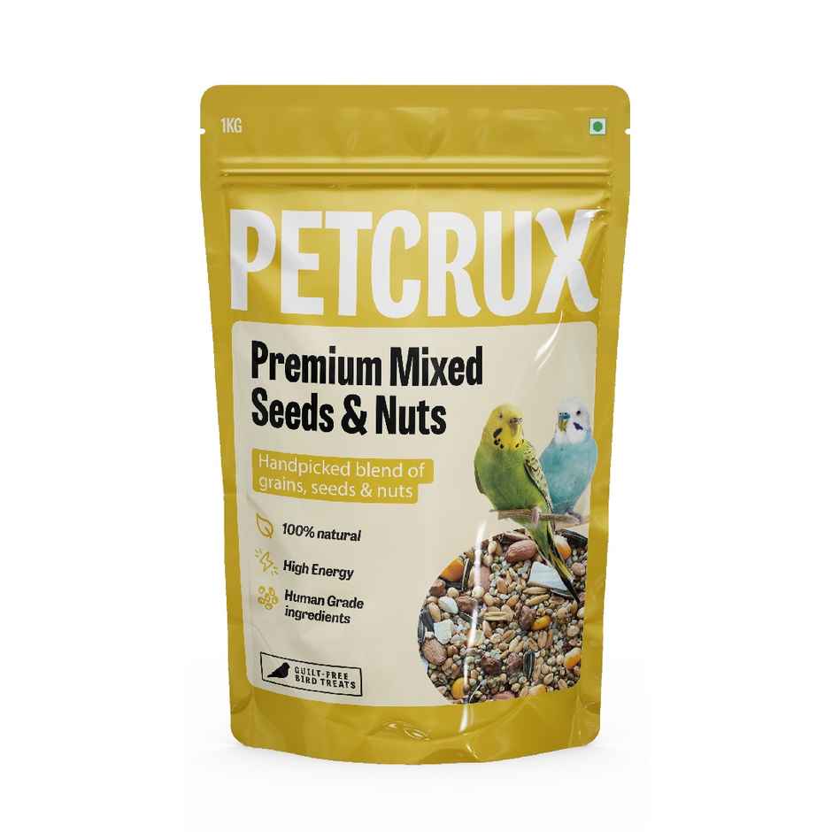 Petcrux Premium Mixed Seeds With 9 Grains & Nuts Blended For Budgies Doves, Parrots & Sparrows