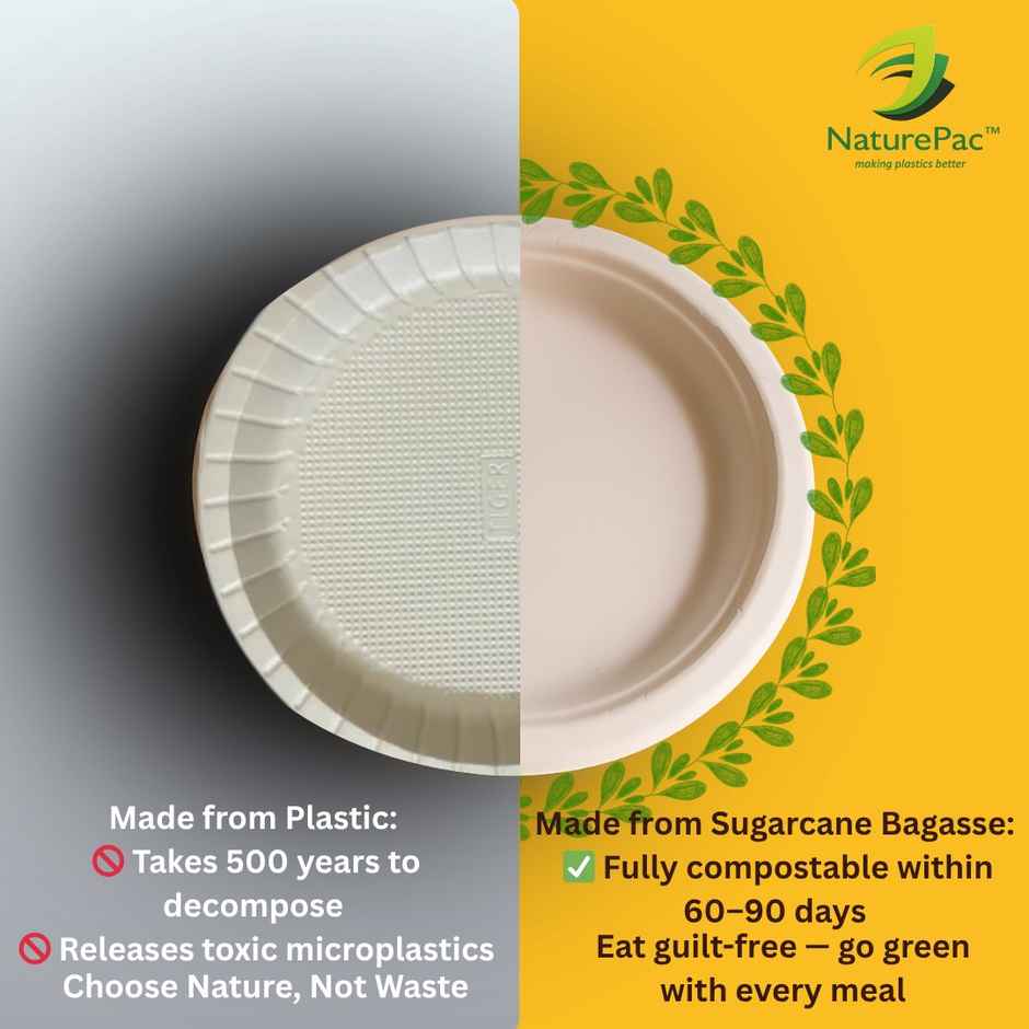 Round Disposable Plate | 10 inch | Naturepac