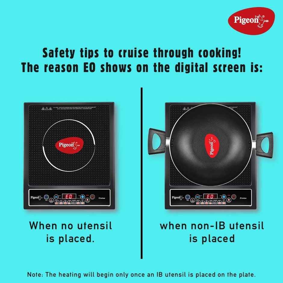 Pigeon Cruise 1800 W Induction Cooktop - (1800 W, 230 V, 50Hz )  Soft Push Button - Black