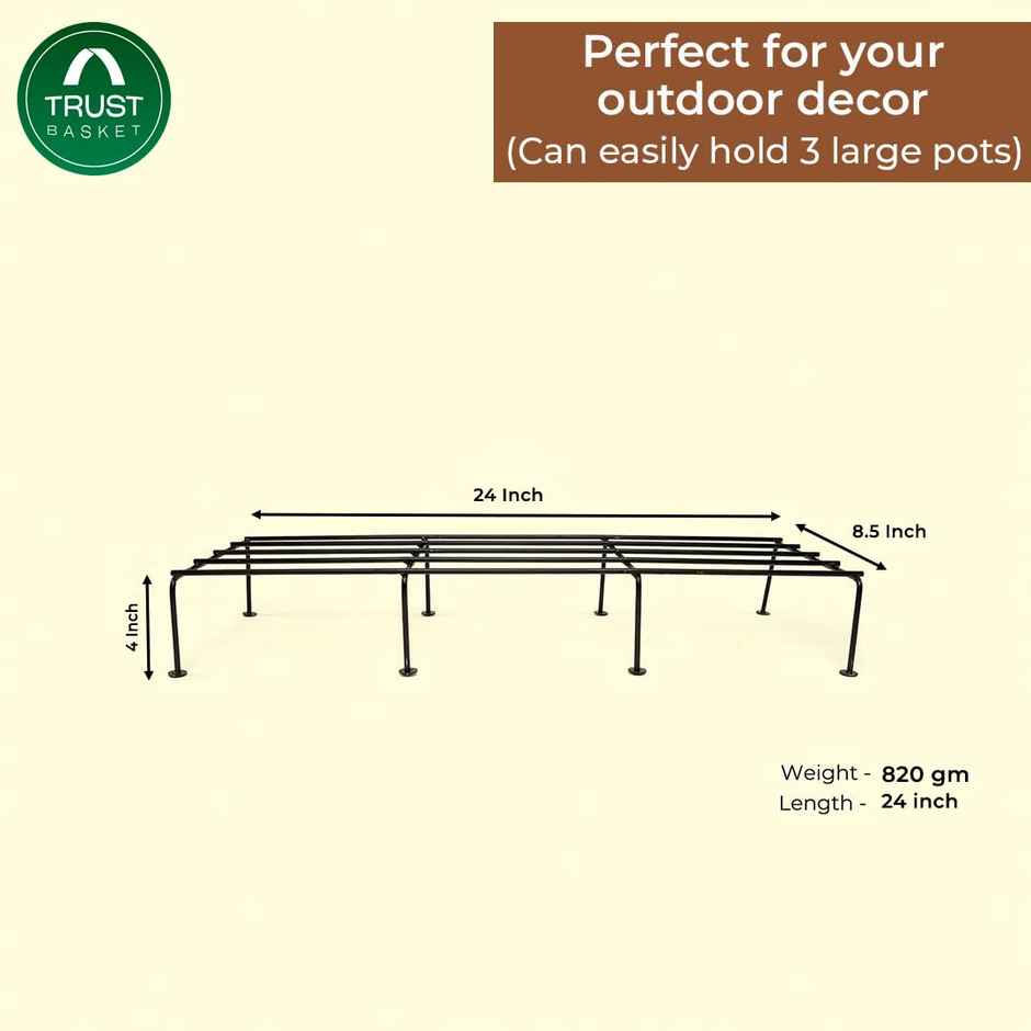 TrustBasket Indigo Pot Stand | Metal Planter Stand for Balcony Decor - 24 Inch