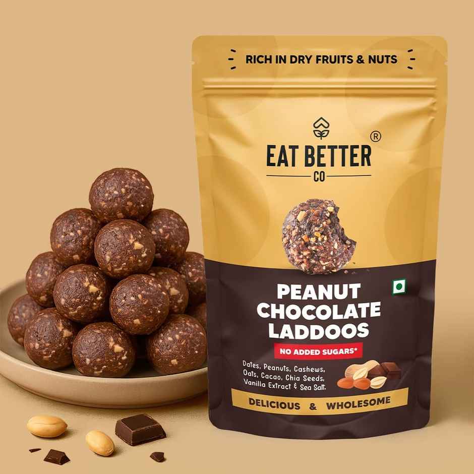 Eat Better Co Peanut & Chocolate Laddoos | No Added Sugar | High Protein, Truly Natural