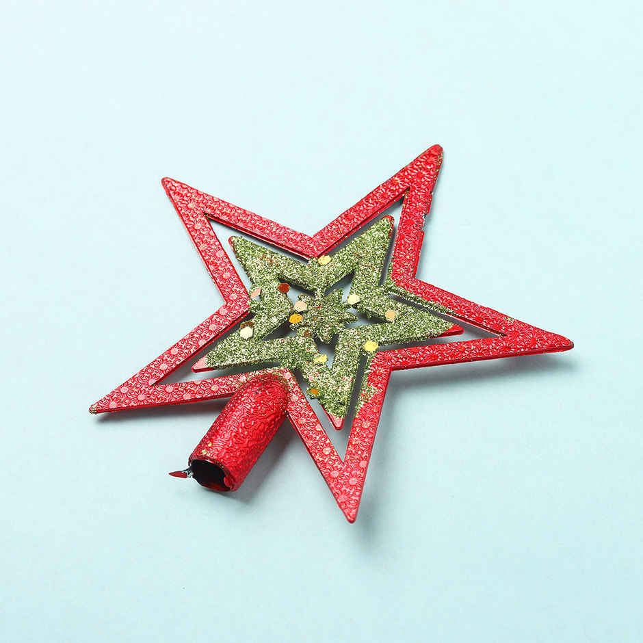 Gullak Christmas Star Topper For Tree Decoration - Red | 9 cm