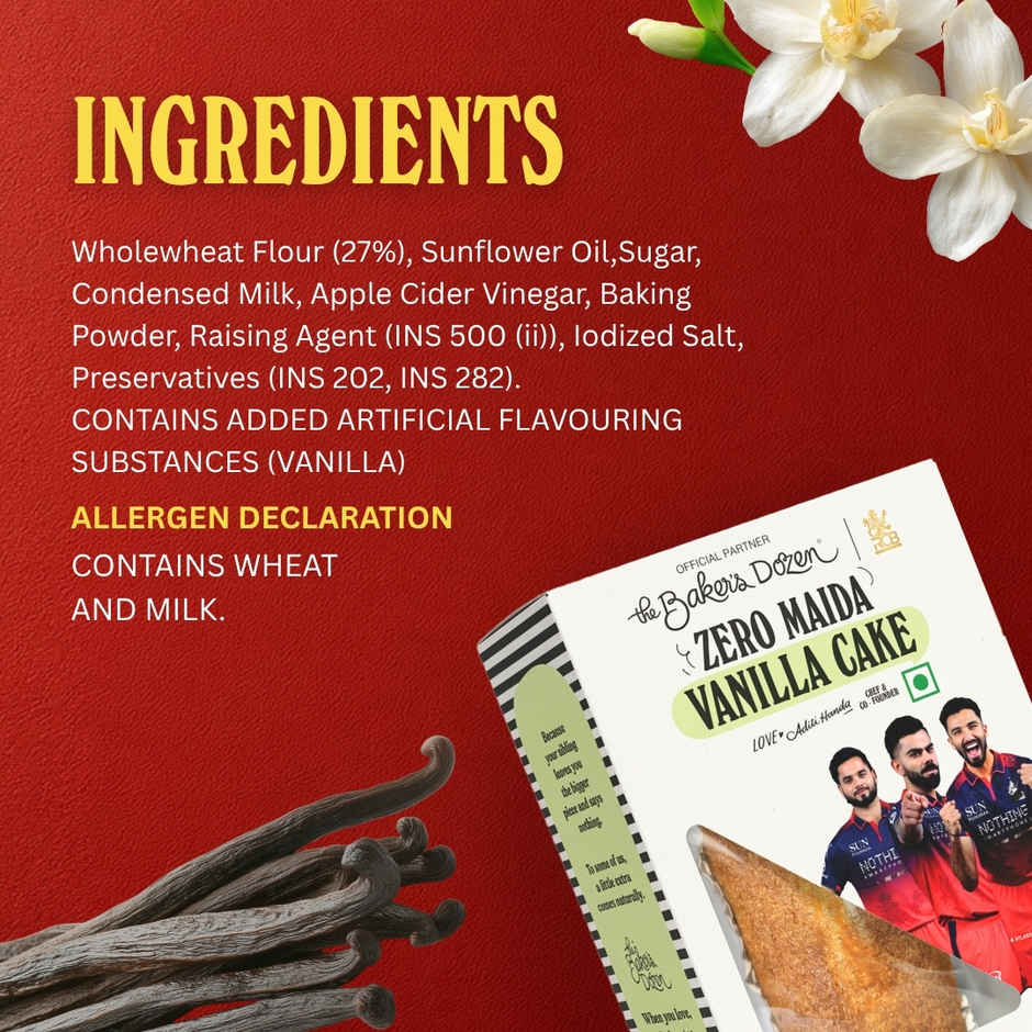 The Baker's Dozen Vanilla Cake | Veg Eggless cake | Tea Cake | Zero Palm Oil | Zero Trans Fat