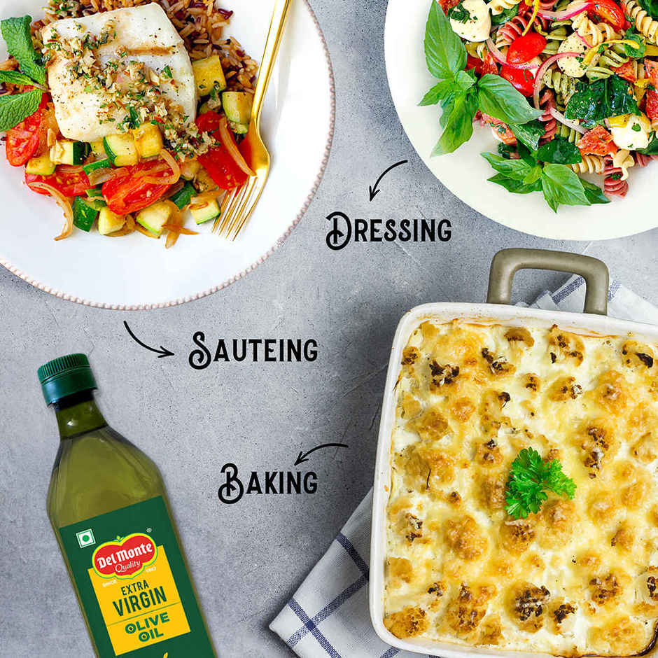 Del Monte Extra Virgin Olive Oil | Cold Pressed | Zero Cholesterol & Trans-Fat | 75% Mufa