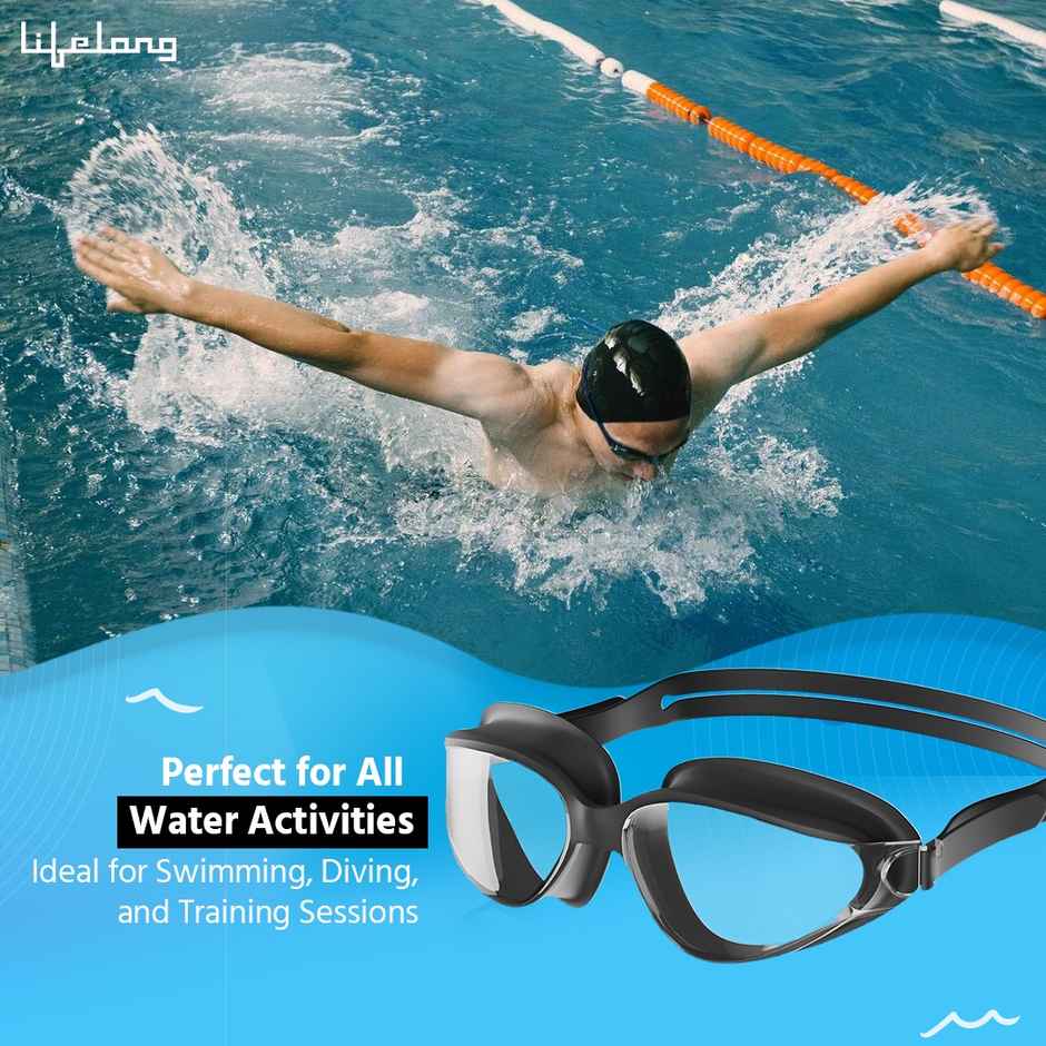 Lifelong Anti-Fog Swimming Goggles for Adults | Black