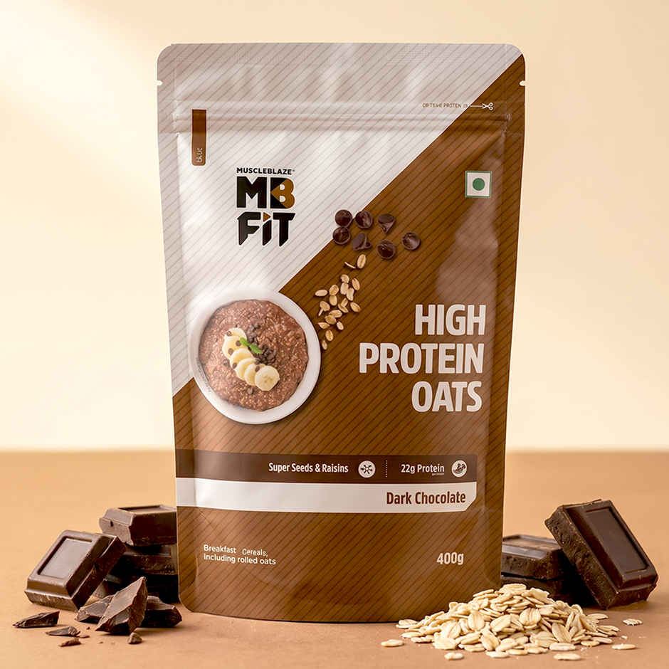 MuscleBlaze Fit High Protein Oats (Dark Chocolate, 400g) | 22g Protein