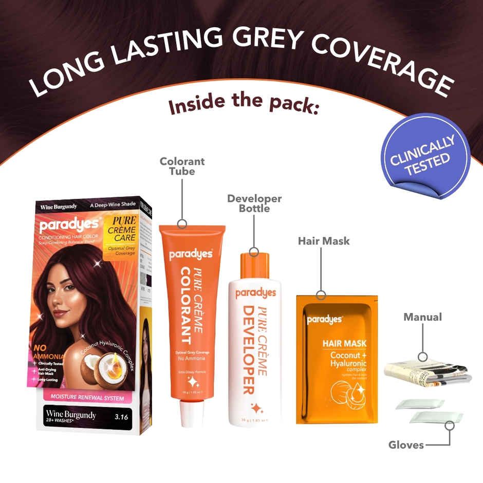 Paradyes Pure Creme Care No Ammonia Hair Color | Wine Burgundy 3.16