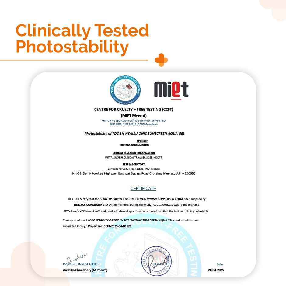 The Derma Co 1% Hyaluronic Sunscreen Spf 50 Pa+++ Aqua Gel For Normal To Oily Skin