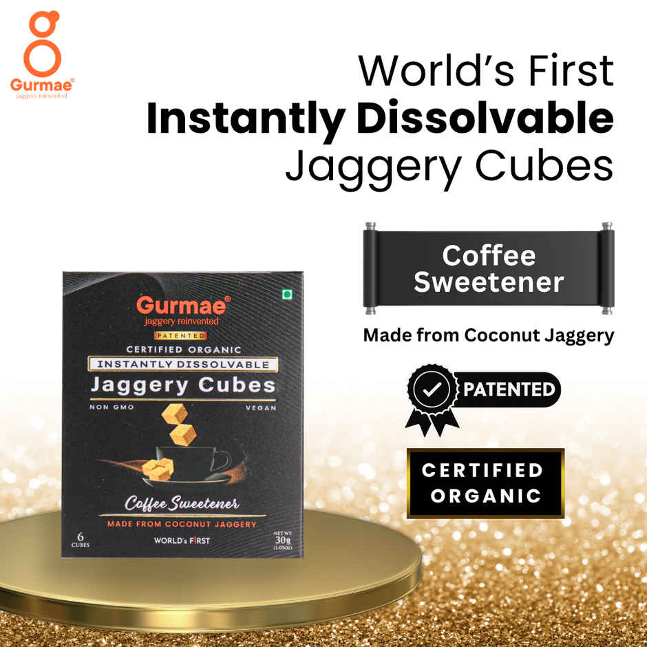 Gurmae Certified Organic Instantly Dissolvable Jaggery Cubes Coffee Sweetener