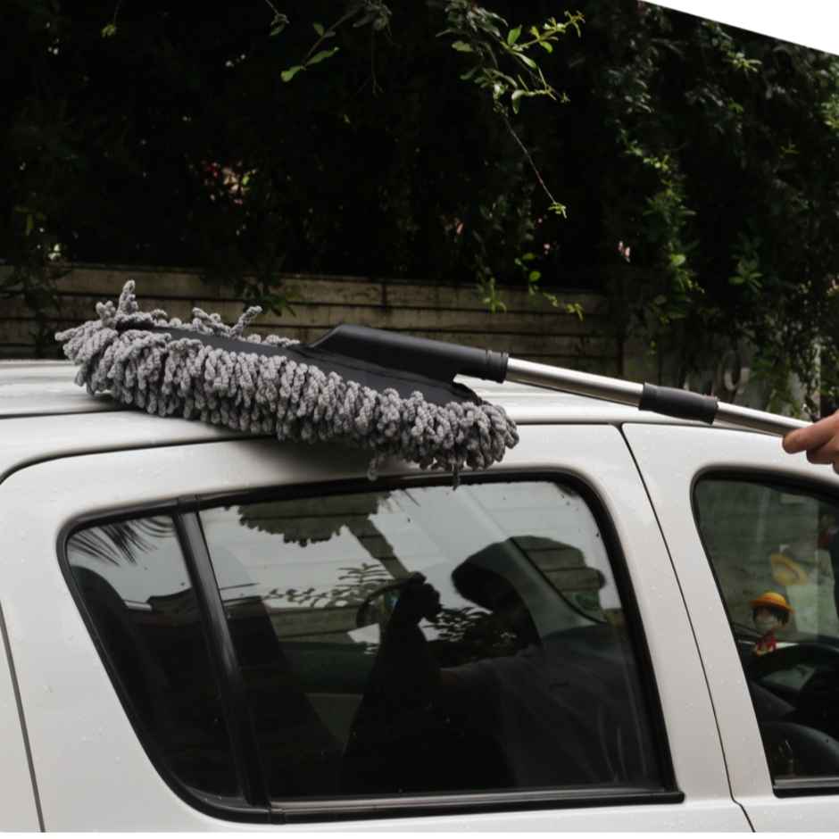 Motorzee Microfiber Car Duster Brush with Extendable Handle Wet and Dry Scratch Free