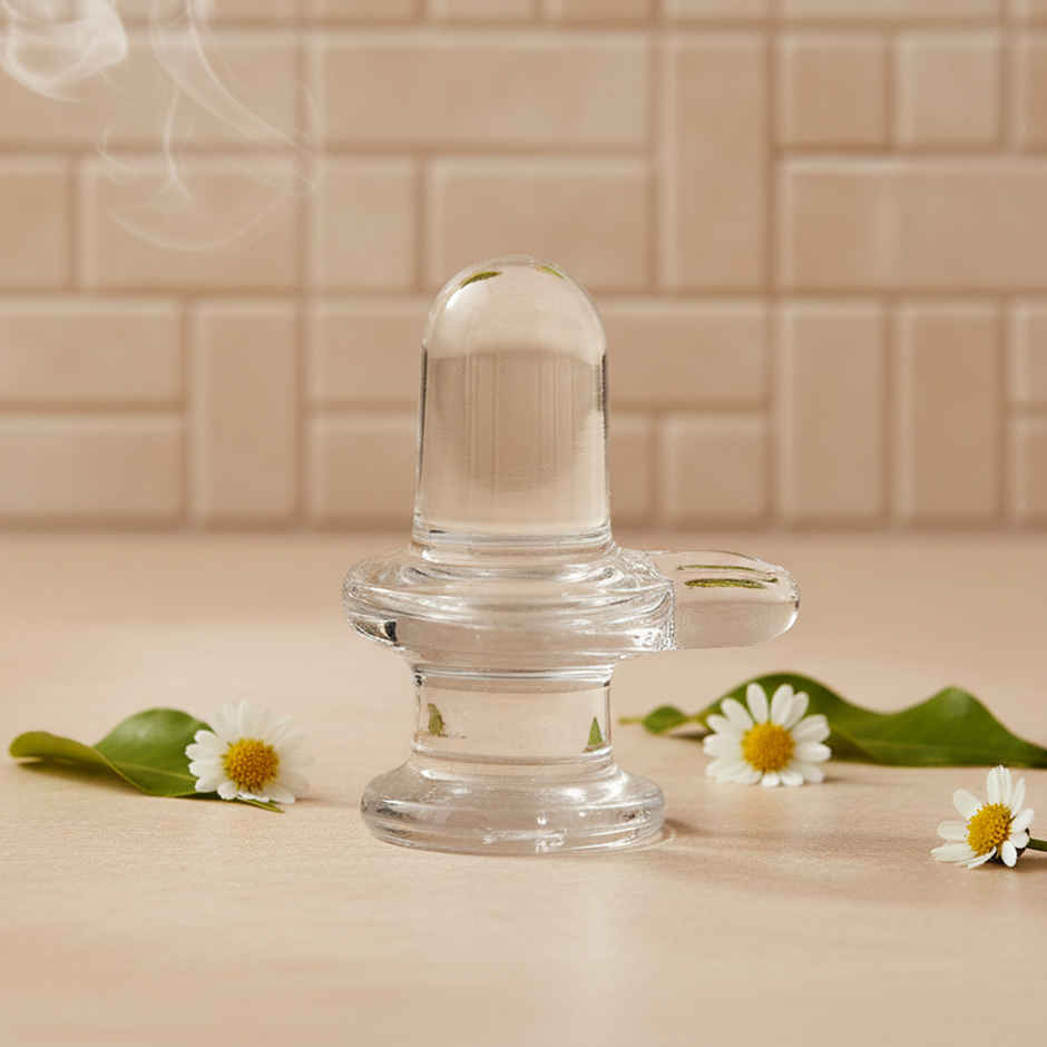 Glass Shivling | 4 Cm | Bholenath Idol for Home Temple | Svasti