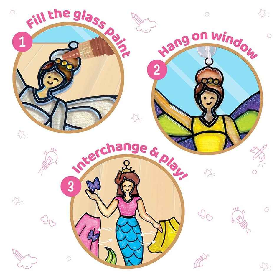 Imagimake DIY Window Art - Princess Glass Painting Kit | Art & Craft Toy Gift for Kids (5+ Years)