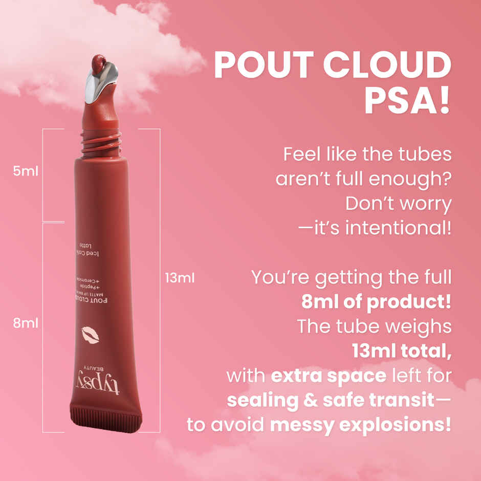 Typsy Beauty Pout Cloud Matte Lip Balm | Tinted Lip Balm | long-lasting stain I Milk and Cookies