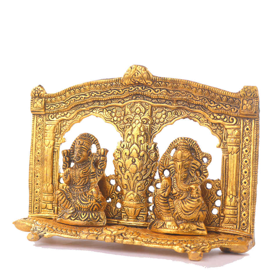 Laxmi,Ganesh Idol Mehrab Design in Gold Polish | Devnidhi
