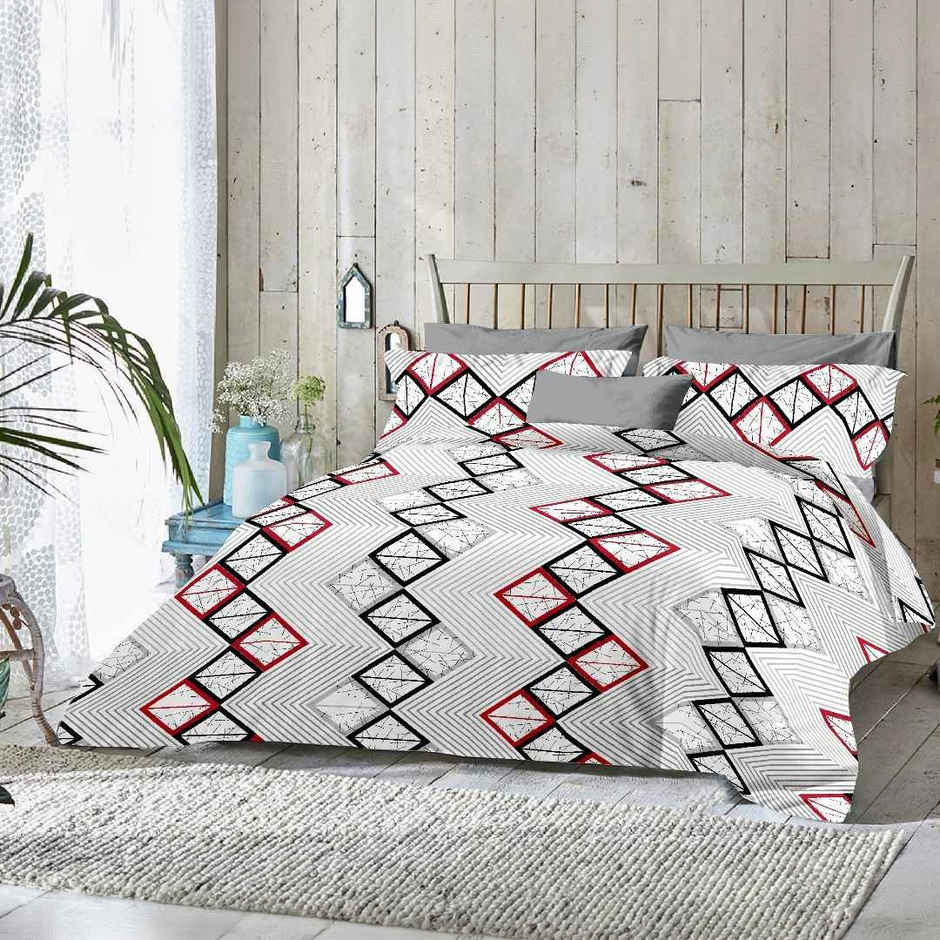 BAY6 Super King 100% Cotton 144 TC Geometric Bedsheet | Multicolor | 108 x 108 in