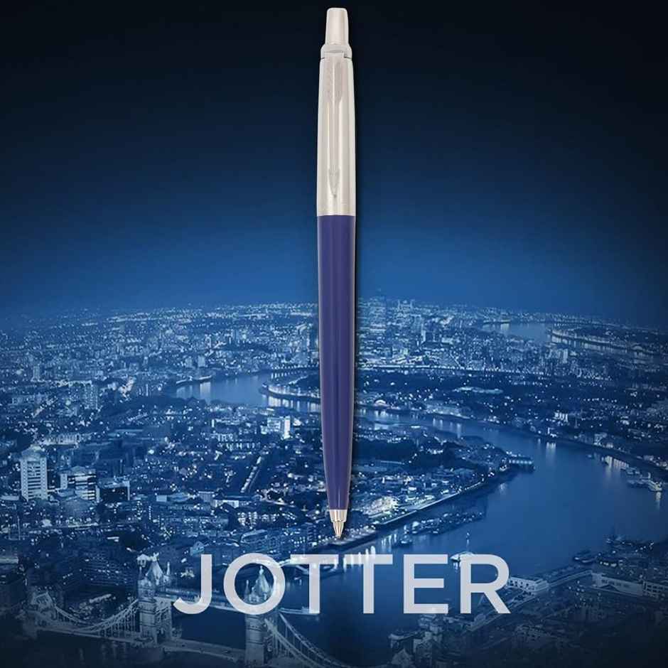 Parker Jotter Standard Chrome Trim Blue Ball Pen | Blue Ink | Gift for Teacher