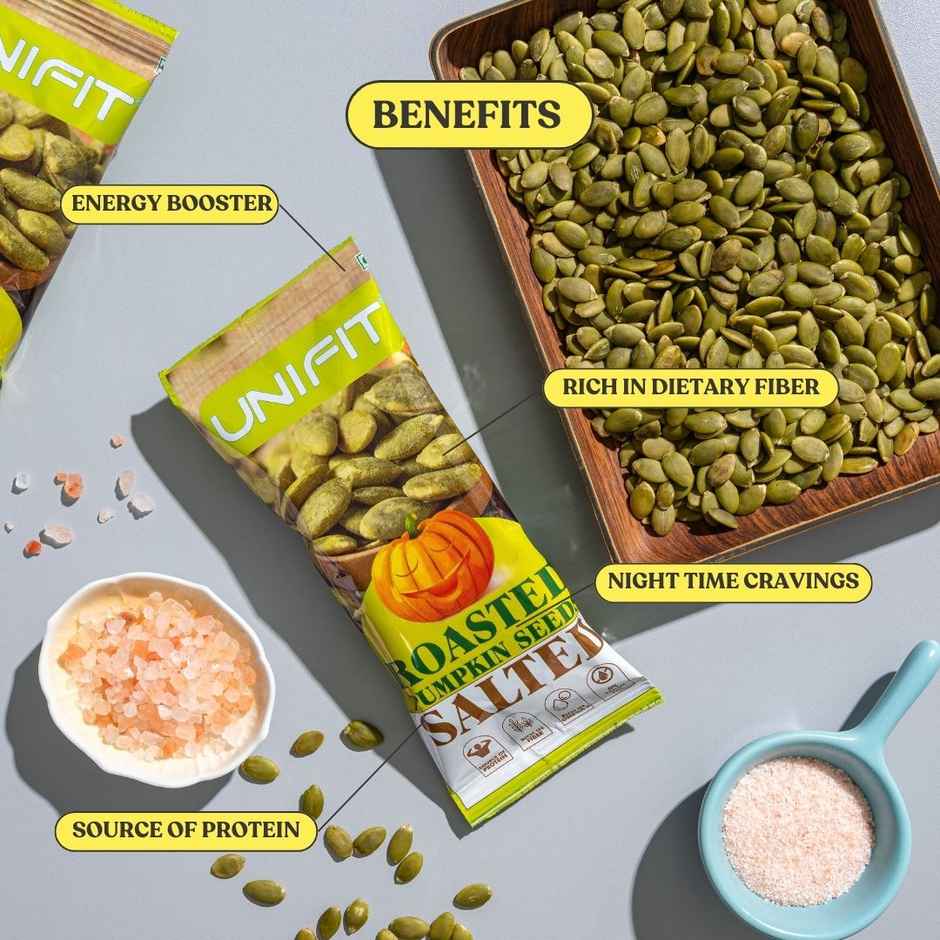 Unifit Pumpkin Seeds Salted| Protein & Fibre Rich | Roasted & Healthy Superfood Snack