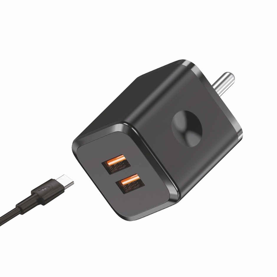 U&i Budget 27 Charger 12W | 3A Dual USB & Type-C Cable | Black