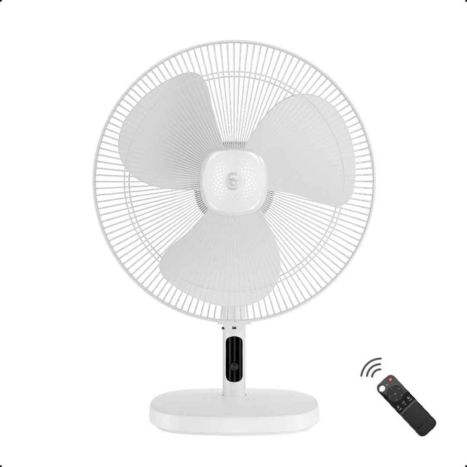 Atomberg Renesa BLDC Table Fan, 400mm, Remote Control, LED Display, 6 Speeds, Snow White