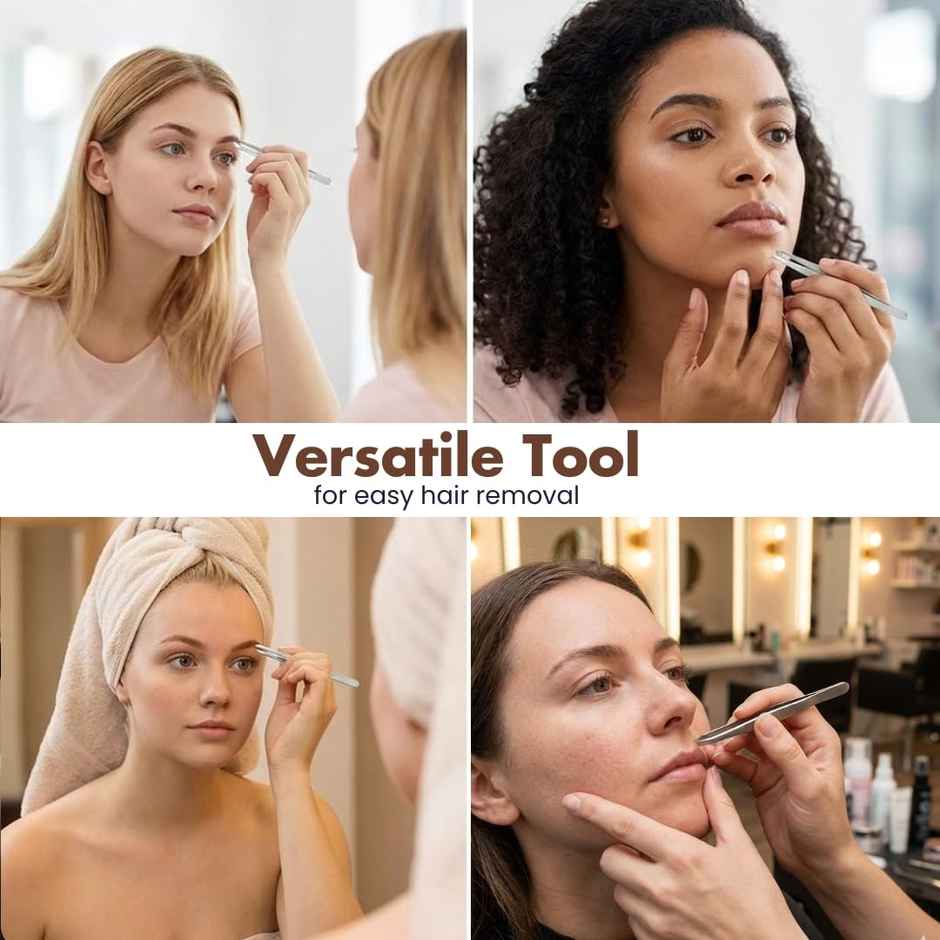 Beautiliss Tweezer Plucker with Square Tip for Precise Eyebrow Hair Removal and Grooming