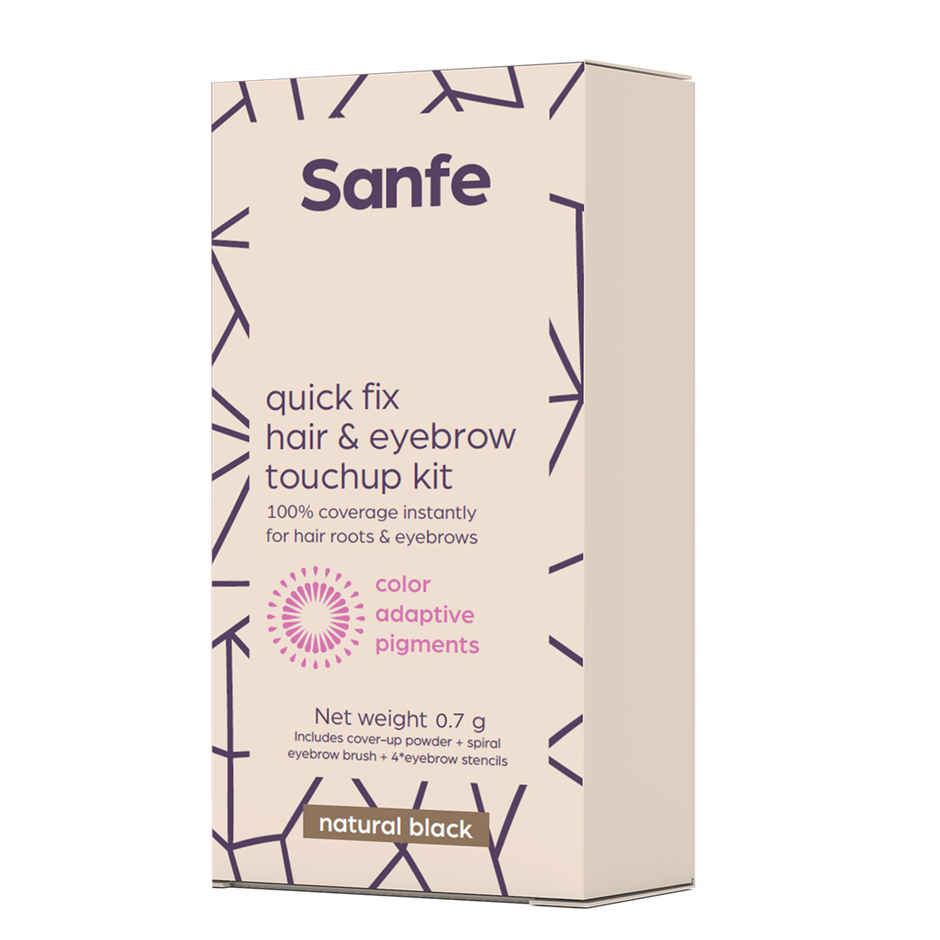 Sanfe Quick Fix Hair & Eyebrow Touch Up Kit - Black | Root Cover Up Powder Stick for Grey Hair