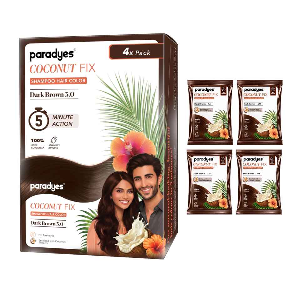Paradyes Coconut Fix Shampoo No Ammonia Hair Color | Dark Brown 3.0