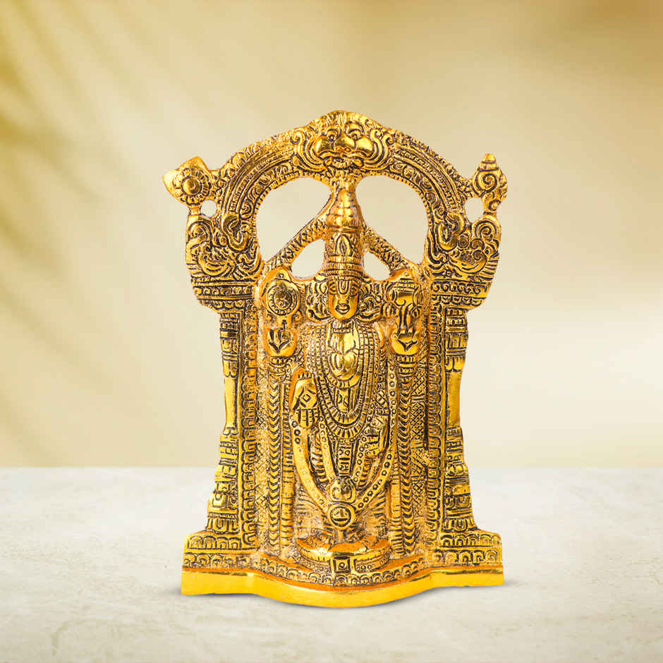 Tirupati Balaji Venkateshwara Gold Polish Wall Hanging | Devnidhi