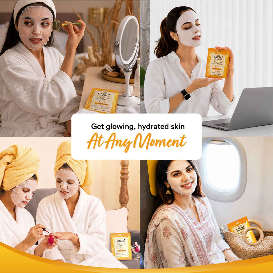Lacto Calamine Vitamin C Face Sheet Mask with Antioxidant for Nourishing, Brightening & Glowing Skin Combo