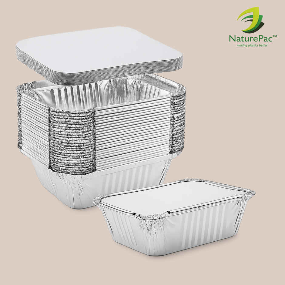 Naturepac Foil Container + Lid | 450 ml | Sturdy & Practical