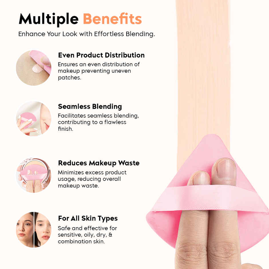 Gleva Triangle Makeup Puff 2 Pcs Soft Foundation Powder Blender Sponge Wet Dry Beauty Set