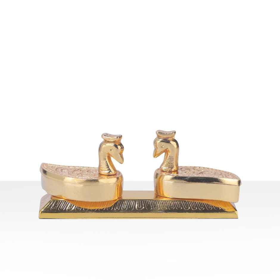 Devnidhii Kumkum/ Sindoor Box Double Duck Dibbi in Gold Polish