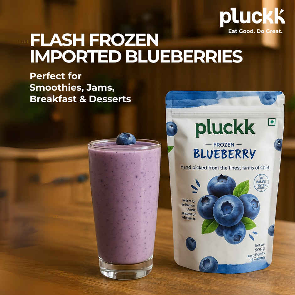 Pluckk Fresh Frozen Imported Blueberry Natural | Non Gmo | Rich In Antioxidants | Superfood Snack