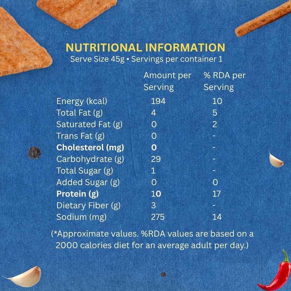 The Baker's Dozen Protein Chips Masala Mania Multigrain |10g Protein | Baked | Healthy Snacks