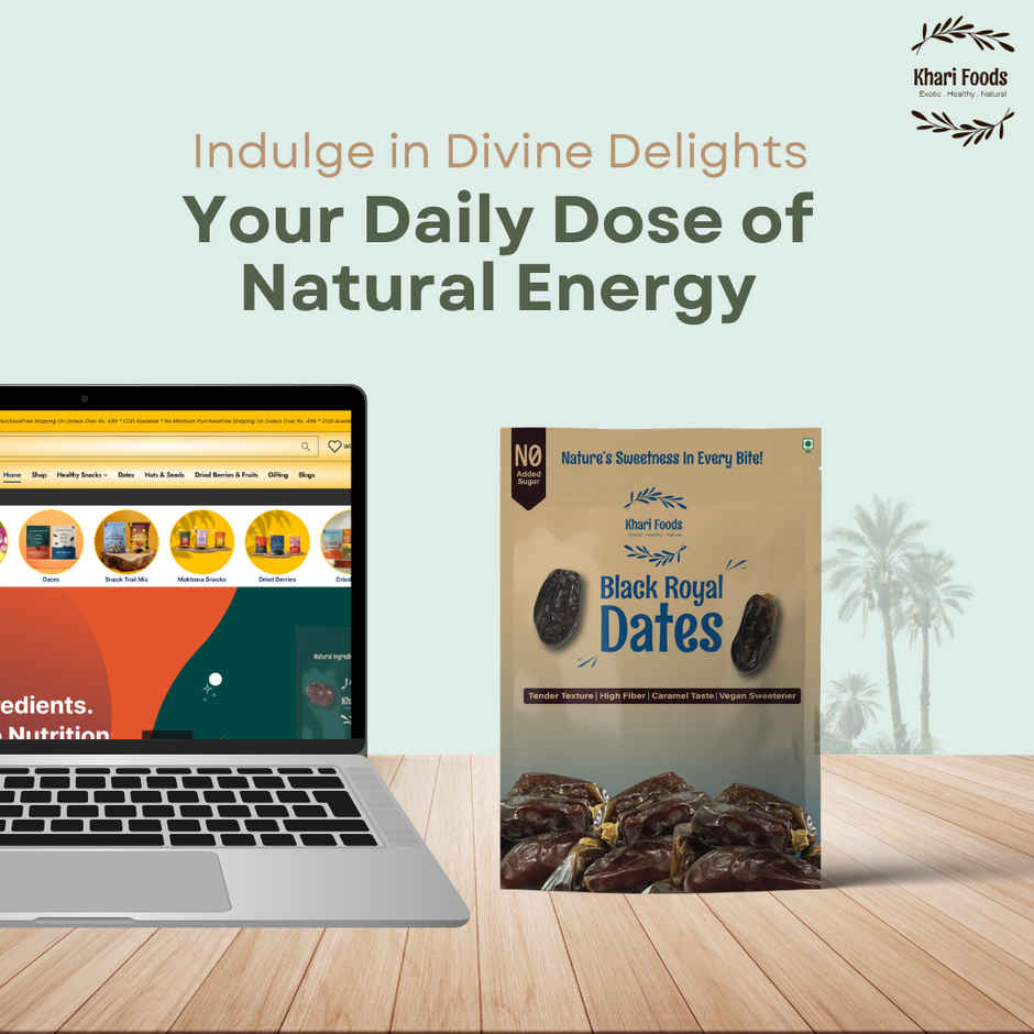 Khari Foods Black Royal Dates | High Fiber Khajur, Dry Fruit Khajoor