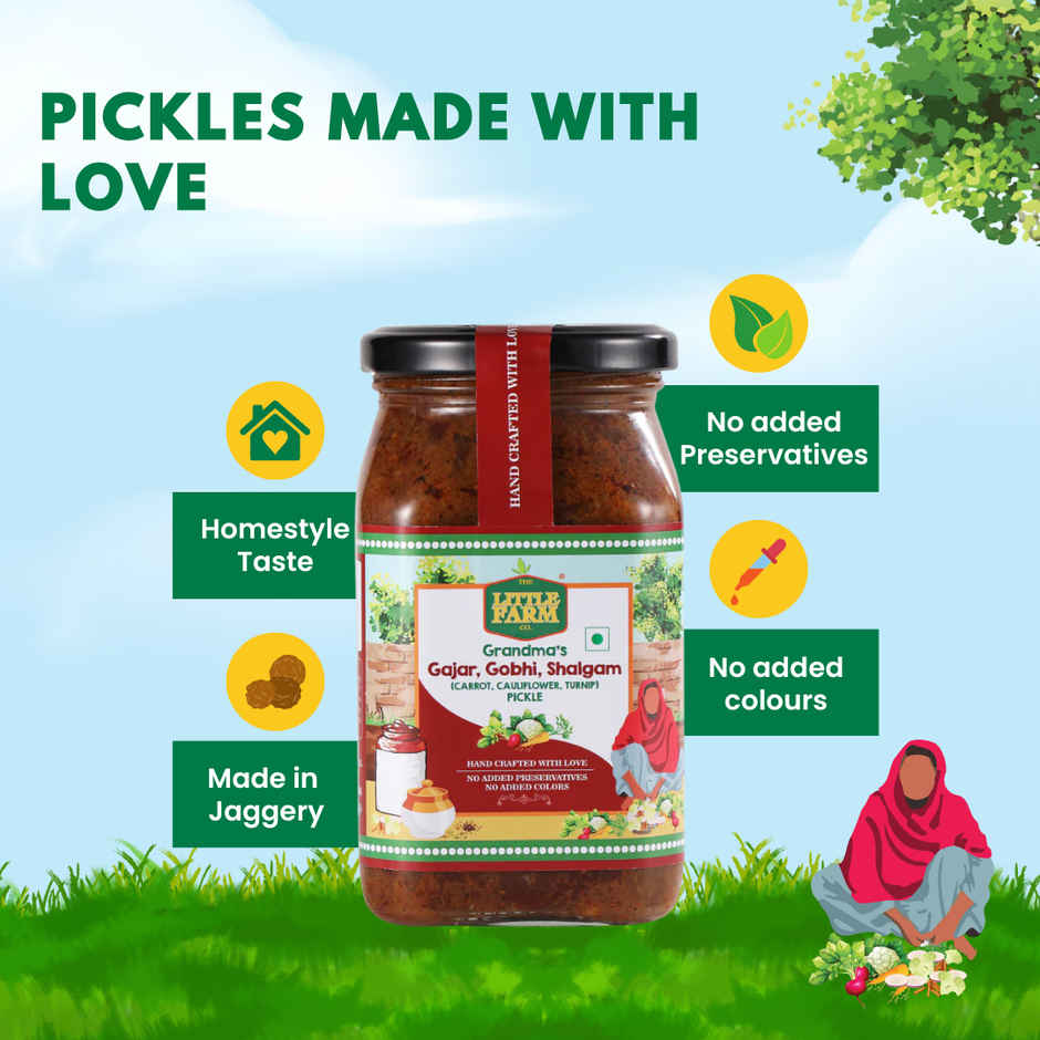 The little Farm Co. Mixed Gobhi Gajjar Shalgum Pickle | Achaar | Made with jaggery