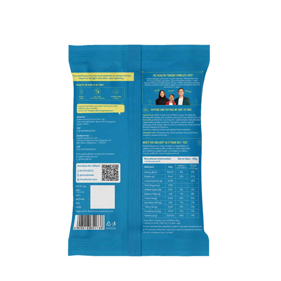 Troovy High Protein Cheese & Herbs Puffs | No Palm Oil, No Chemicals