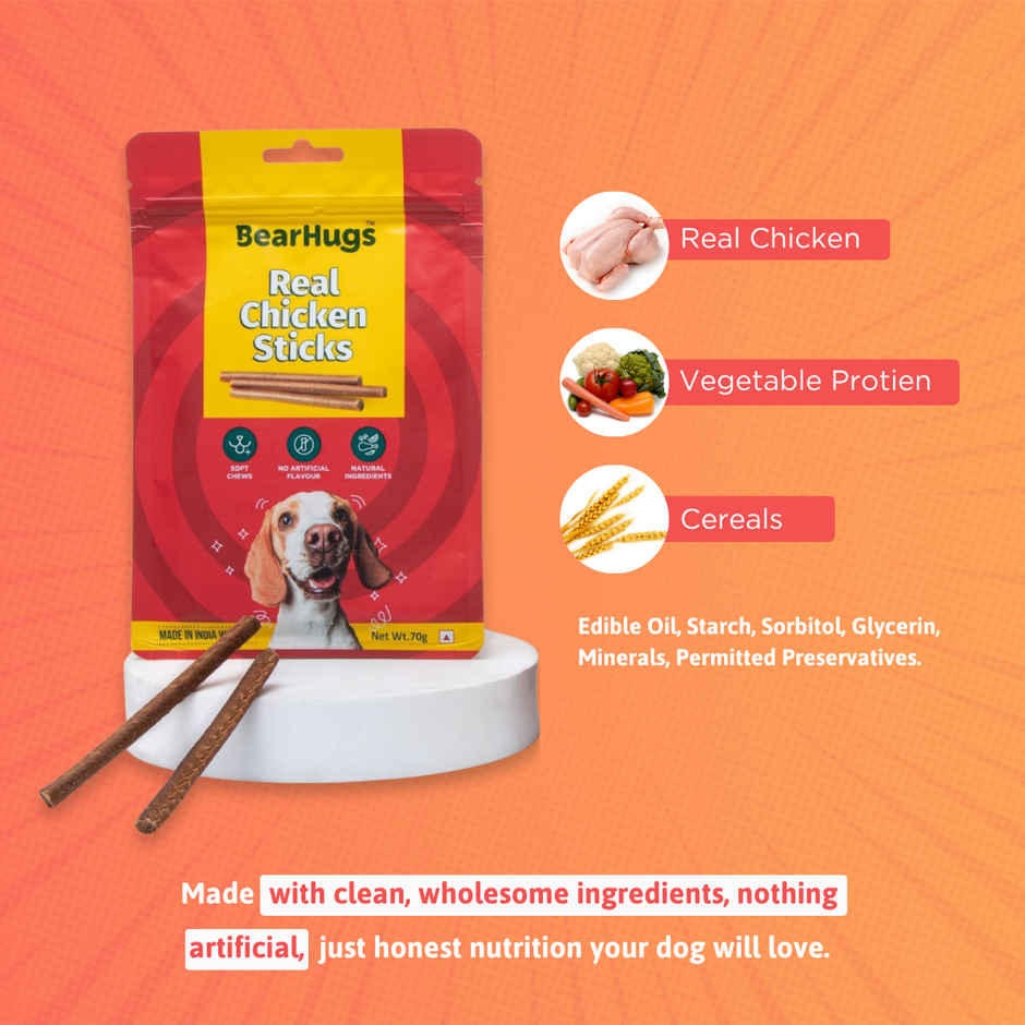 Bearhugs Real Chicken Sticks Dog Treat