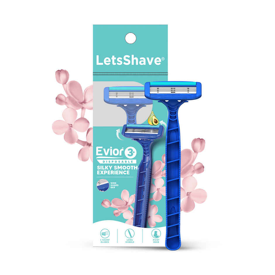 LetsShave Evior 3 Hair Removal Disposable Razor For Women | Aloe & Argon Oil Enfused