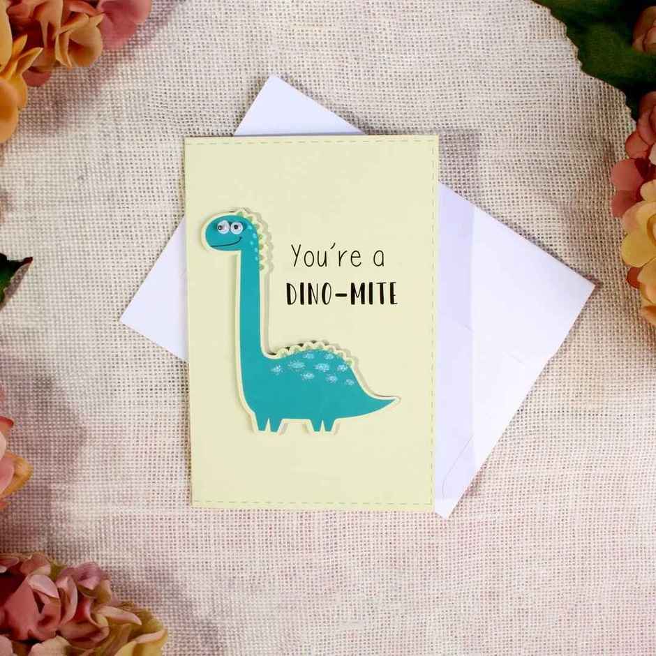 Itsy Bitsy Greeting Card & Envelope Youre a Dino-mite 4 x 6 Inch 2 Pc Pb Lb