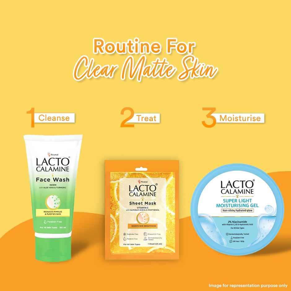 Lacto Calamine Vitamin C Face Sheet Mask with Antioxidant for Nourishing, Brightening & Glowing Skin Combo