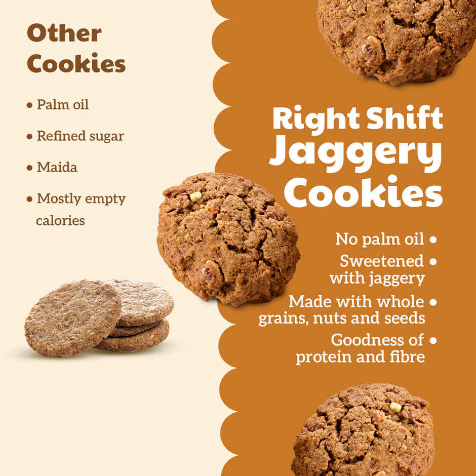 Right Shift Jaggery Ragi 0% Maida Cookies | 0% Refined Sugar | With Nuts and Seeds