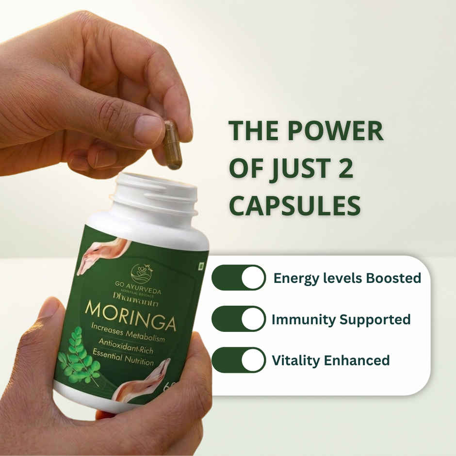 Go Ayurveda Dhanvantri Herbal Moringa Capsules | Supports Daily Nutrition & Wellness | 60 Capsules