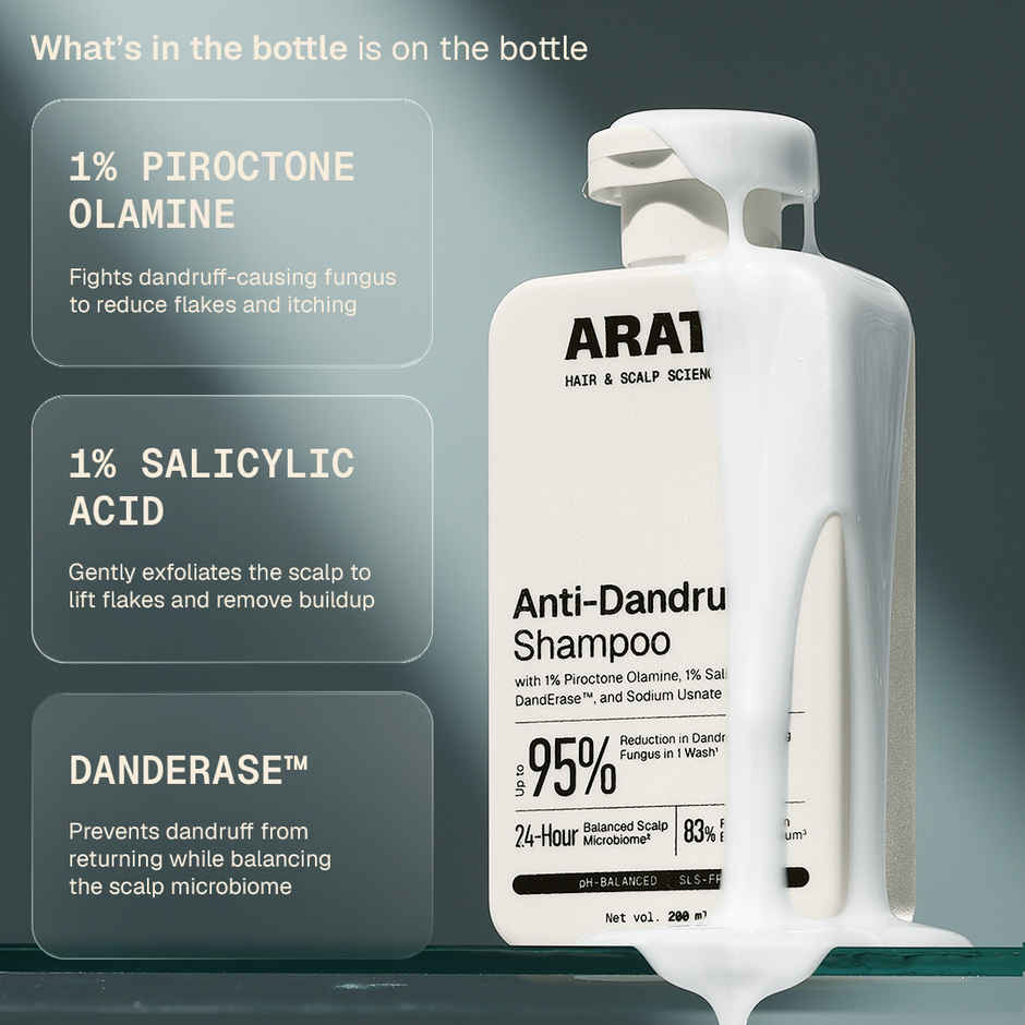 Arata Anti-Dandruff Shampoo with Piroctone Olamine & Salicylic Acid for Dandruff Reduction
