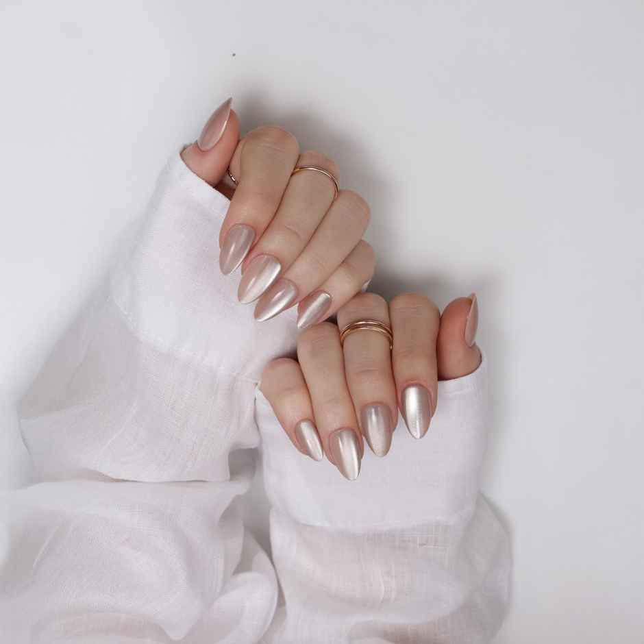 Pep Nails Cat Eye Medium Almond Nude Soft Gel Reusable Press On Nails 30 Nail Tips